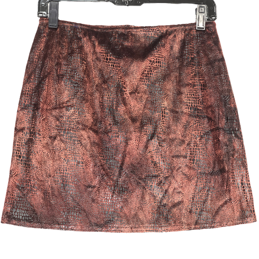 Up Front Size Medium Mini Skirt Reptile Print Copper Textured NEW with Tags 90s